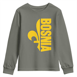 Bosnian Fleur De Lis Flag Youth Sweatshirt Proud Bosnia Heritage Gift