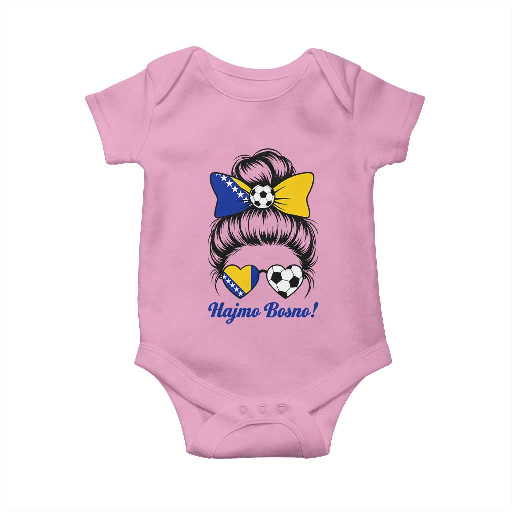 Bosnia Soccer Messy Bun Baby Onesie Hajmo Bosno Game Day Gift