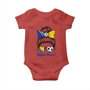 Bosnia Soccer Messy Bun Baby Onesie Hajmo Bosno Game Day Gift