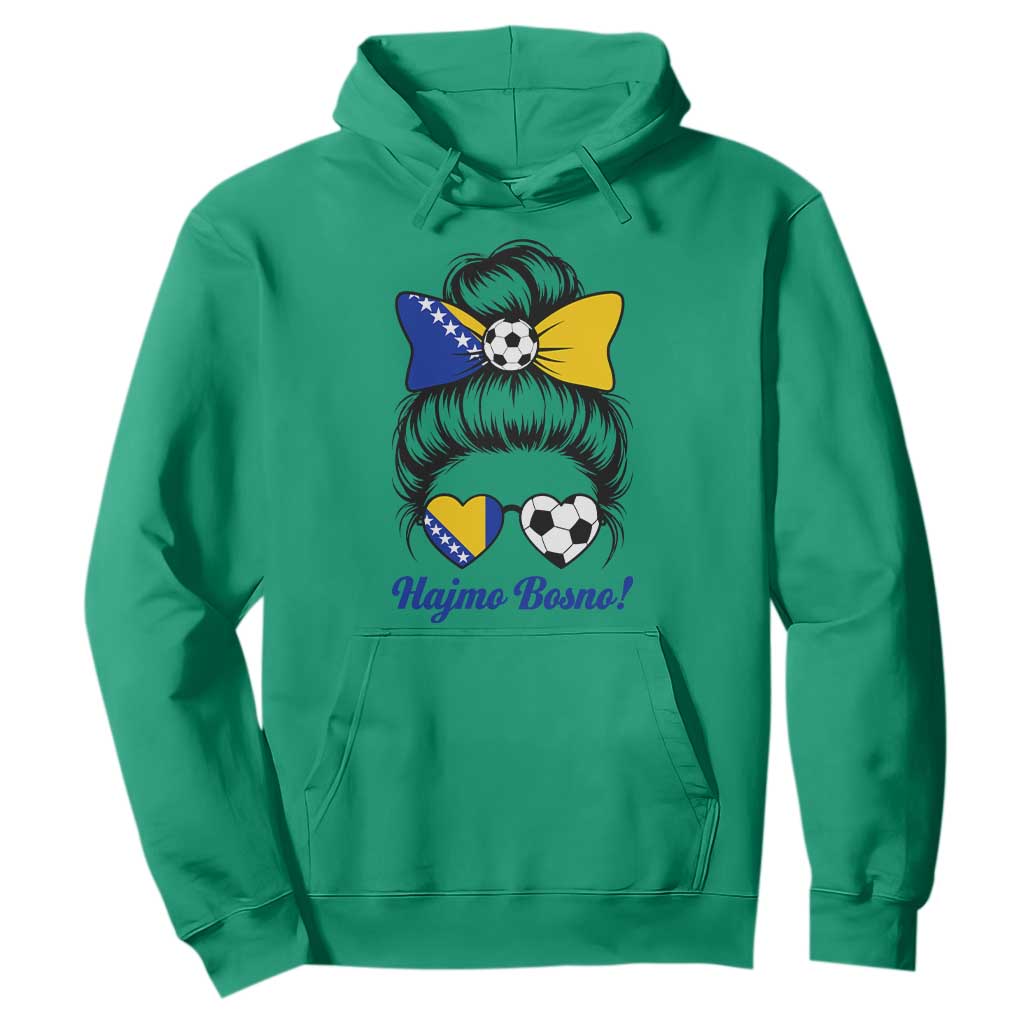 Bosnia Soccer Messy Bun Hoodie Hajmo Bosno Game Day Gift