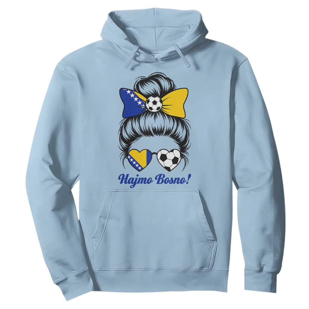 Bosnia Soccer Messy Bun Hoodie Hajmo Bosno Game Day Gift
