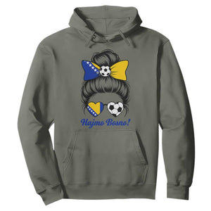 Bosnia Soccer Messy Bun Hoodie Hajmo Bosno Game Day Gift