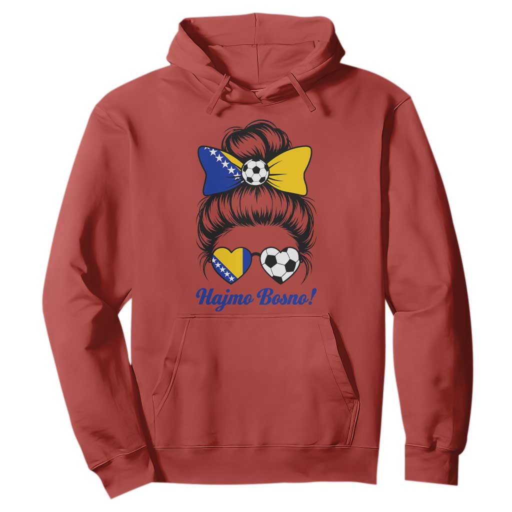 Bosnia Soccer Messy Bun Hoodie Hajmo Bosno Game Day Gift