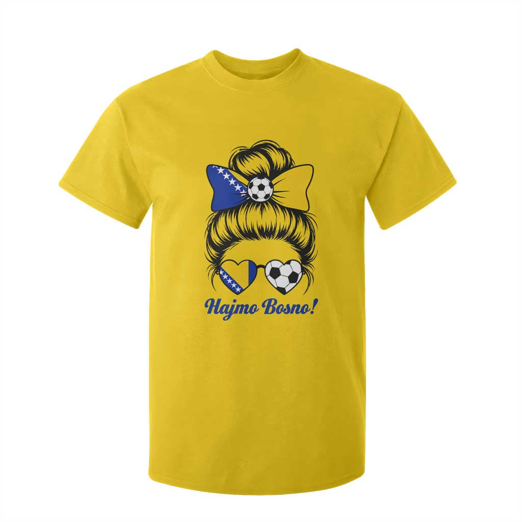 Bosnia Soccer Messy Bun T Shirt For Kid Hajmo Bosno Game Day Gift