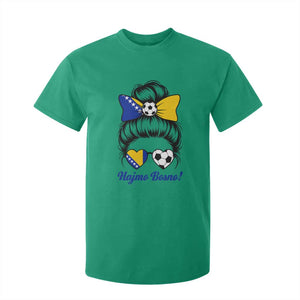 Bosnia Soccer Messy Bun T Shirt For Kid Hajmo Bosno Game Day Gift