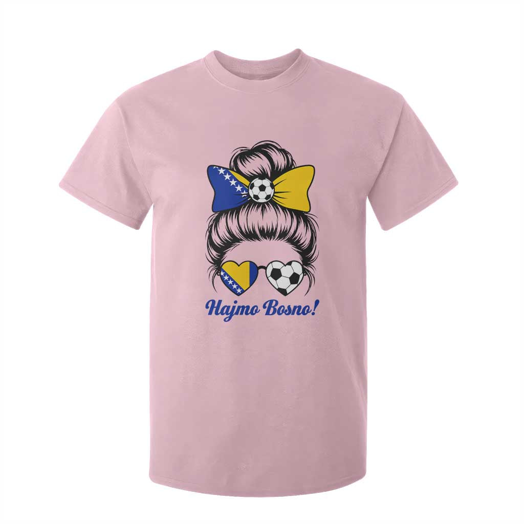Bosnia Soccer Messy Bun T Shirt For Kid Hajmo Bosno Game Day Gift