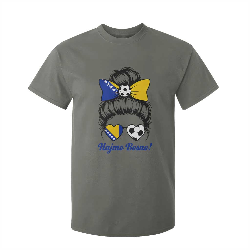Bosnia Soccer Messy Bun T Shirt For Kid Hajmo Bosno Game Day Gift