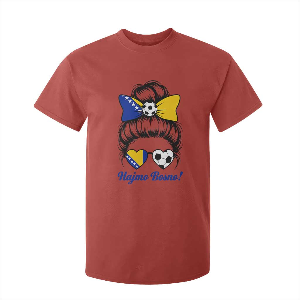 Bosnia Soccer Messy Bun T Shirt For Kid Hajmo Bosno Game Day Gift