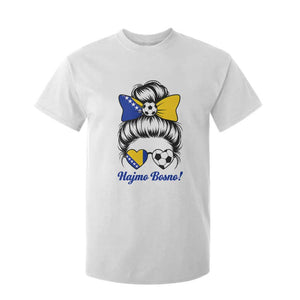 Bosnia Soccer Messy Bun T Shirt For Kid Hajmo Bosno Game Day Gift