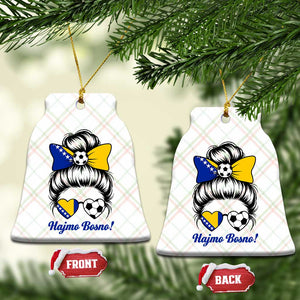 Bosnia Soccer Messy Bun Ceramic Ornament Hajmo Bosno Game Day Gift