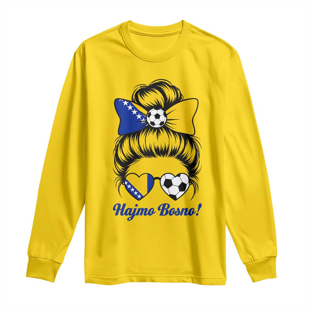 Bosnia Soccer Messy Bun Long Sleeve Shirt Hajmo Bosno Game Day Gift