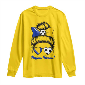 Bosnia Soccer Messy Bun Long Sleeve Shirt Hajmo Bosno Game Day Gift