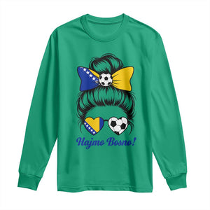 Bosnia Soccer Messy Bun Long Sleeve Shirt Hajmo Bosno Game Day Gift
