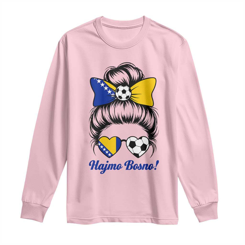 Bosnia Soccer Messy Bun Long Sleeve Shirt Hajmo Bosno Game Day Gift