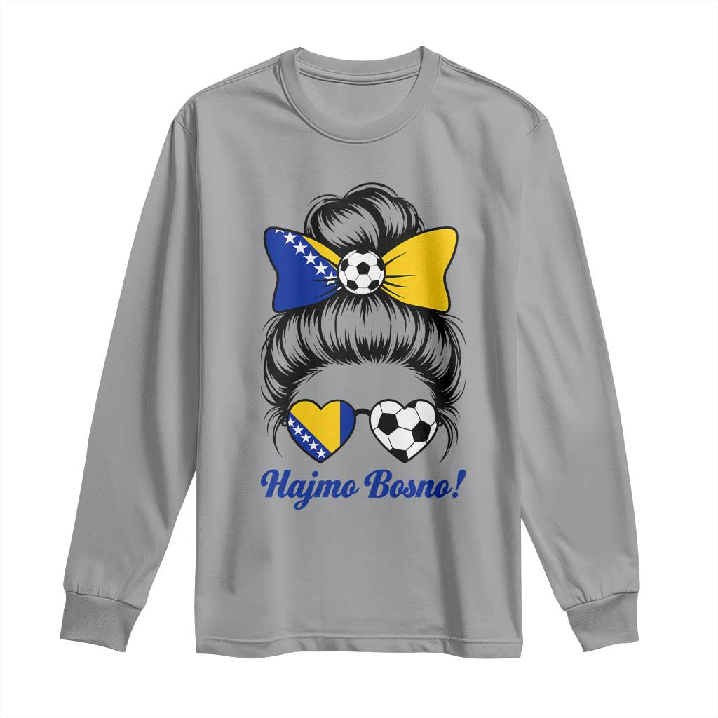 Bosnia Soccer Messy Bun Long Sleeve Shirt Hajmo Bosno Game Day Gift