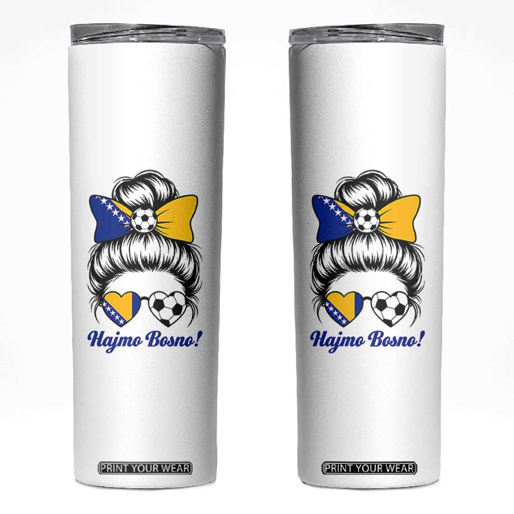 Bosnia Soccer Messy Bun Skinny Tumbler Hajmo Bosno Game Day Gift