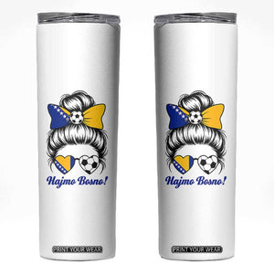 Bosnia Soccer Messy Bun Skinny Tumbler Hajmo Bosno Game Day Gift