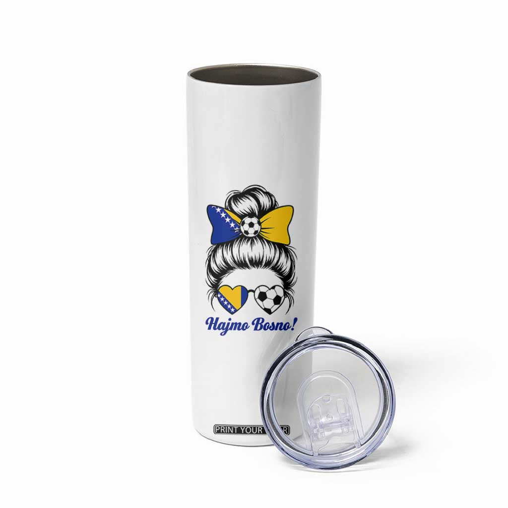 Bosnia Soccer Messy Bun Skinny Tumbler Hajmo Bosno Game Day Gift