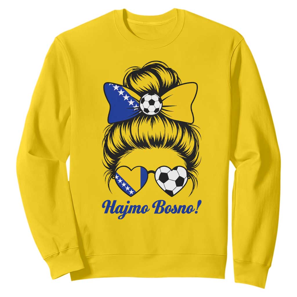 Bosnia Soccer Messy Bun Sweatshirt Hajmo Bosno Game Day Gift