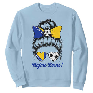 Bosnia Soccer Messy Bun Sweatshirt Hajmo Bosno Game Day Gift