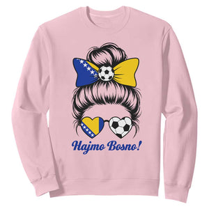 Bosnia Soccer Messy Bun Sweatshirt Hajmo Bosno Game Day Gift