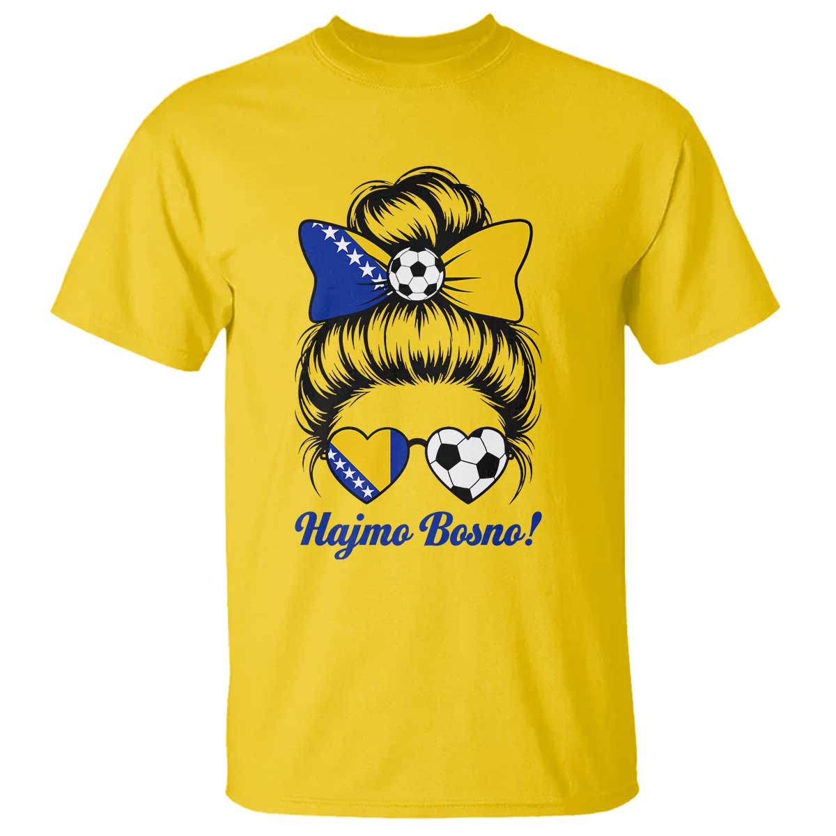 Bosnia Soccer Messy Bun T Shirt Hajmo Bosno Game Day Gift