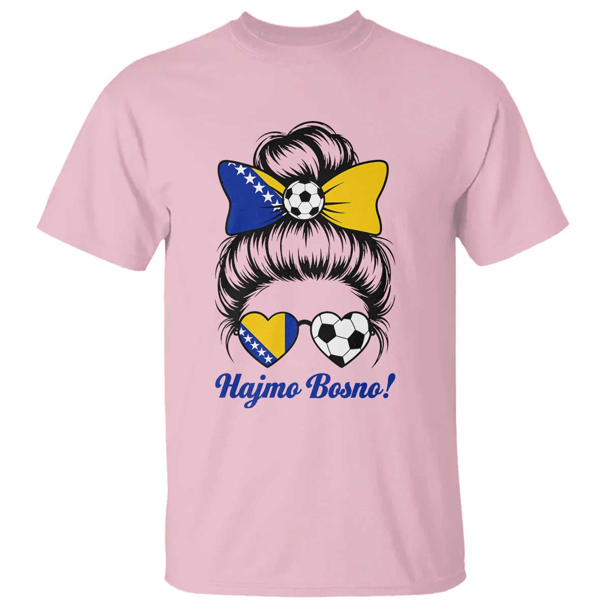 Bosnia Soccer Messy Bun T Shirt Hajmo Bosno Game Day Gift