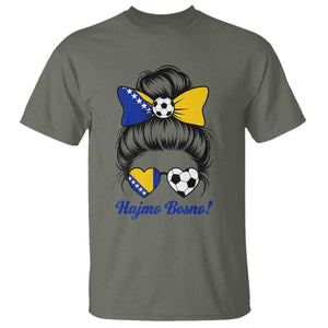 Bosnia Soccer Messy Bun T Shirt Hajmo Bosno Game Day Gift