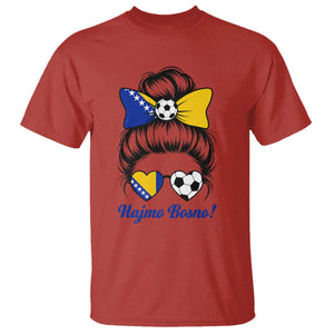 Bosnia Soccer Messy Bun T Shirt Hajmo Bosno Game Day Gift
