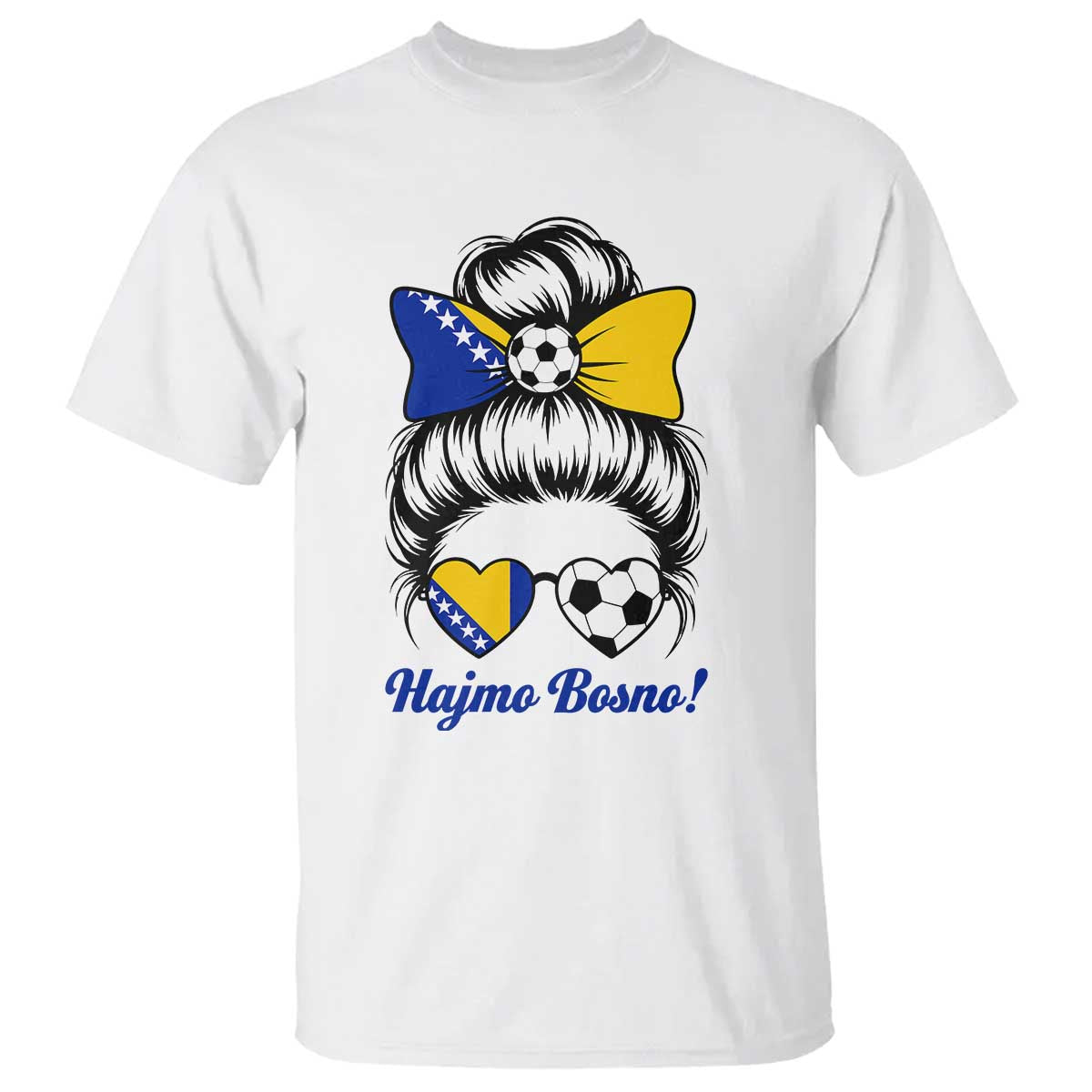 Bosnia Soccer Messy Bun T Shirt Hajmo Bosno Game Day Gift