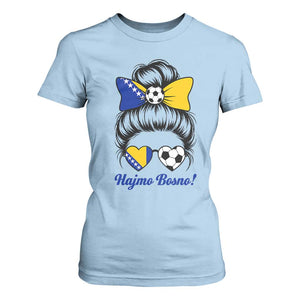 Bosnia Soccer Messy Bun T Shirt For Women Hajmo Bosno Game Day Gift