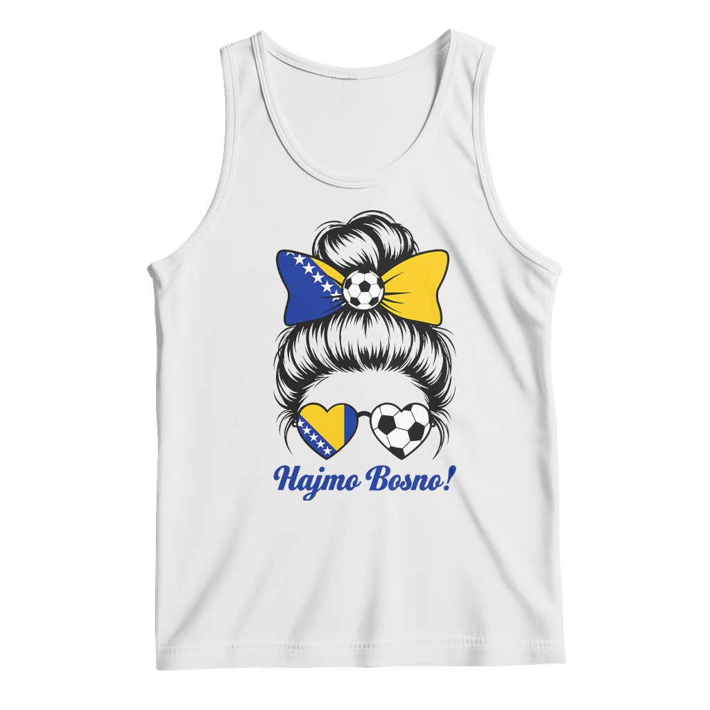 Bosnia Soccer Messy Bun Tank Top Hajmo Bosno Game Day Gift