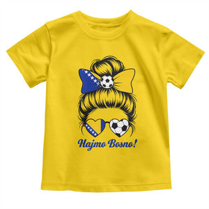 Bosnia Soccer Messy Bun Toddler T Shirt Hajmo Bosno Game Day Gift