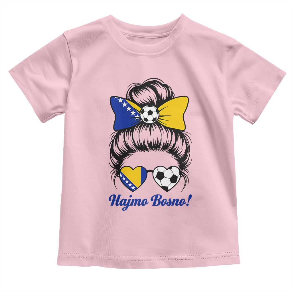 Bosnia Soccer Messy Bun Toddler T Shirt Hajmo Bosno Game Day Gift