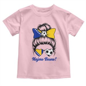 Bosnia Soccer Messy Bun Toddler T Shirt Hajmo Bosno Game Day Gift