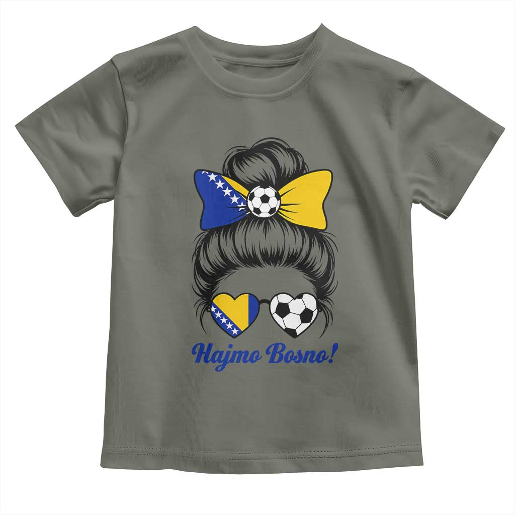 Bosnia Soccer Messy Bun Toddler T Shirt Hajmo Bosno Game Day Gift