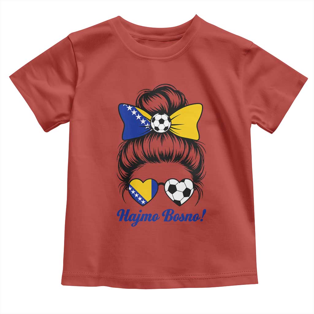 Bosnia Soccer Messy Bun Toddler T Shirt Hajmo Bosno Game Day Gift