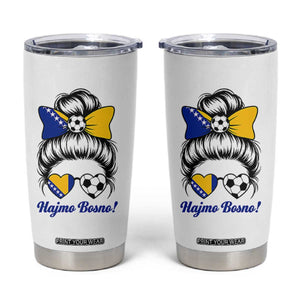 Bosnia Soccer Messy Bun Tumbler Cup Hajmo Bosno Game Day Gift