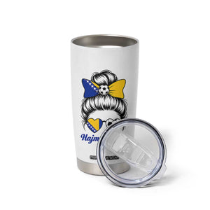 Bosnia Soccer Messy Bun Tumbler Cup Hajmo Bosno Game Day Gift