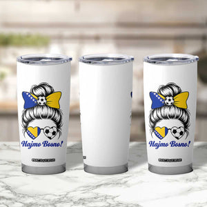 Bosnia Soccer Messy Bun Tumbler Cup Hajmo Bosno Game Day Gift