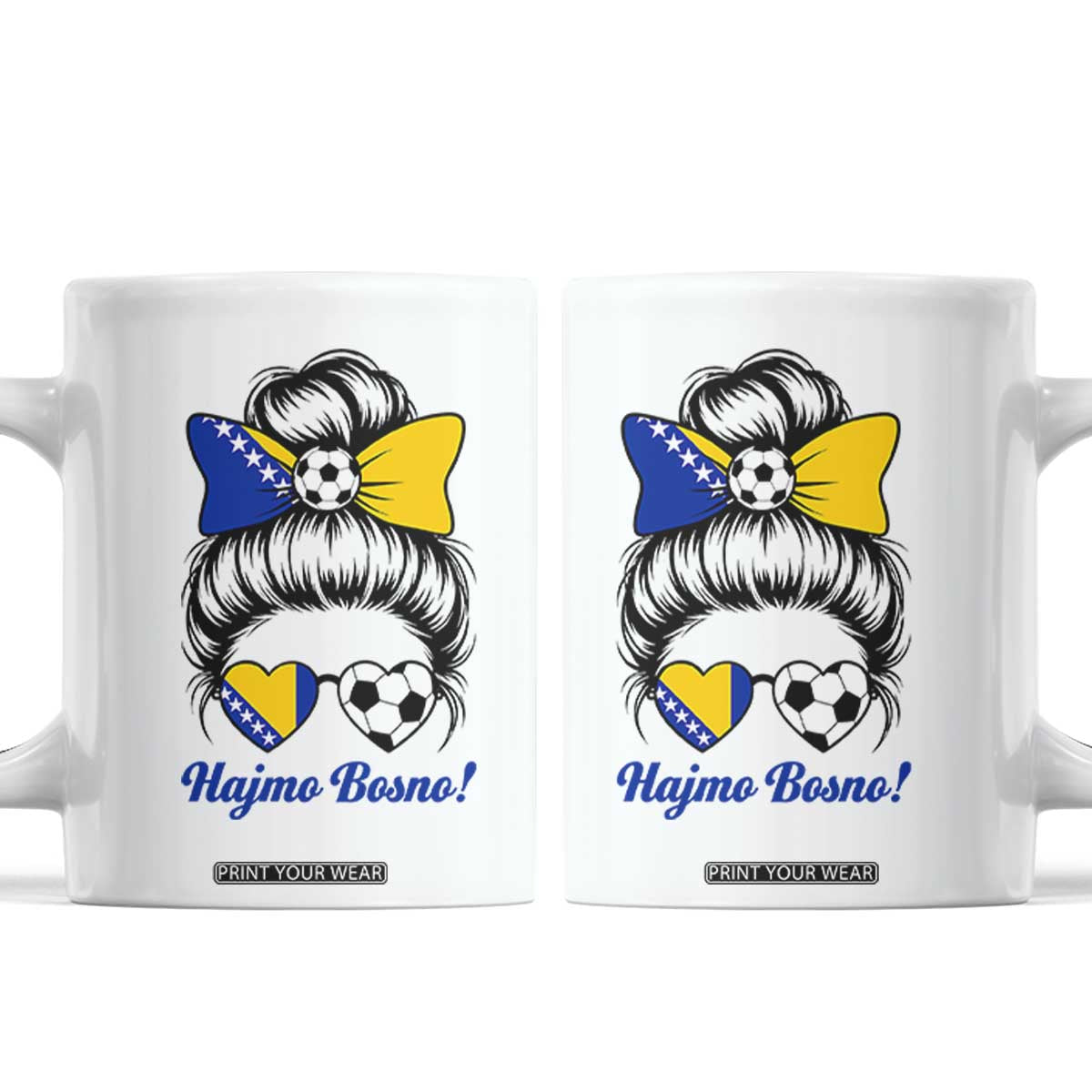 Bosnia Soccer Messy Bun Coffee Mug Hajmo Bosno Game Day Gift