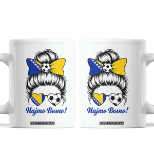 Bosnia Soccer Messy Bun Coffee Mug Hajmo Bosno Game Day Gift