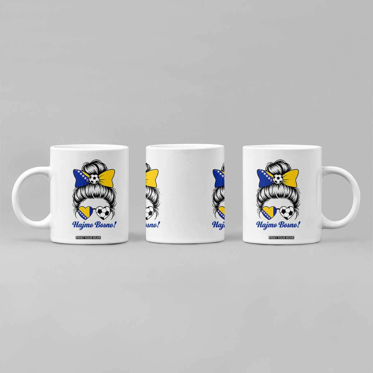 Bosnia Soccer Messy Bun Coffee Mug Hajmo Bosno Game Day Gift