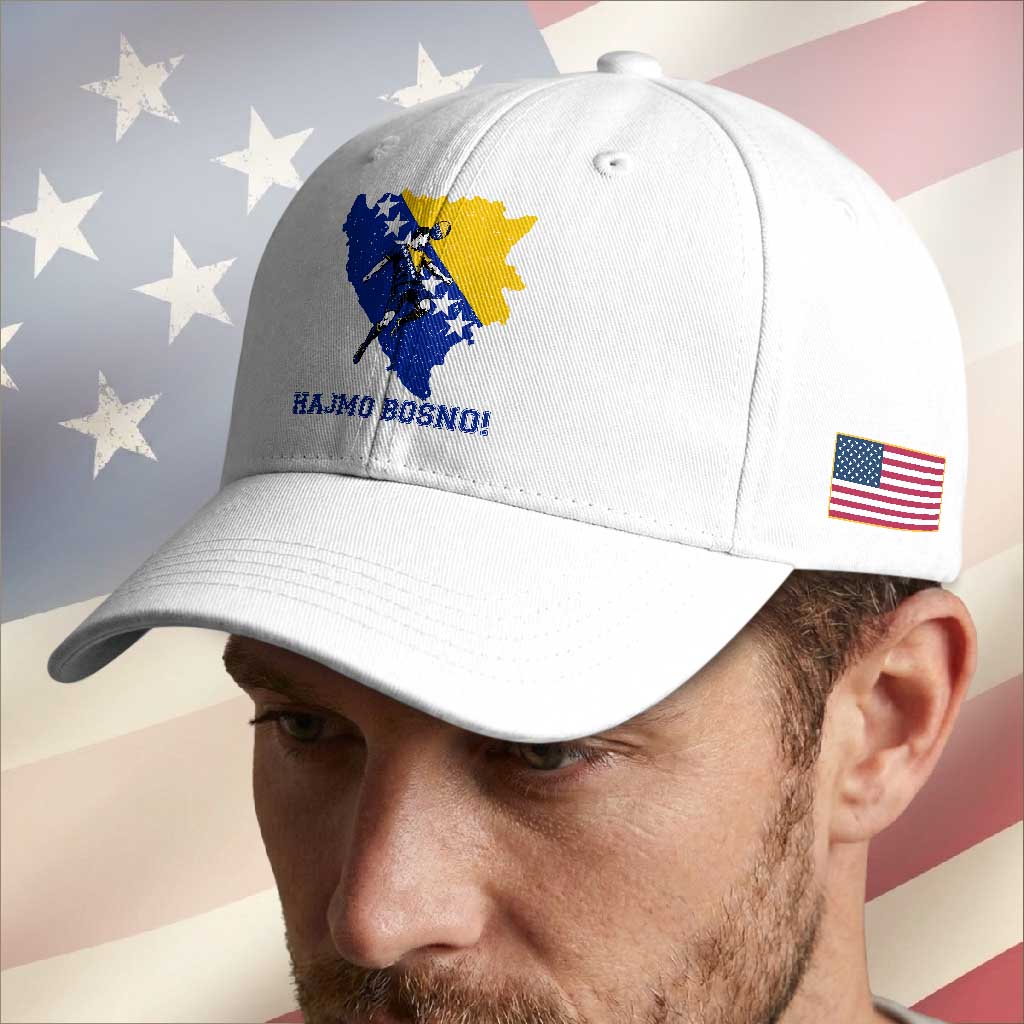Vintage Bosnian Map Football Fan Baseball Cap Proud Balkan Heritage Gift