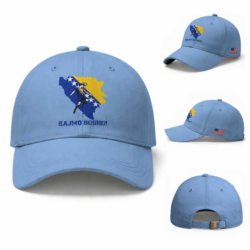 Vintage Bosnian Map Football Fan Baseball Cap Proud Balkan Heritage Gift