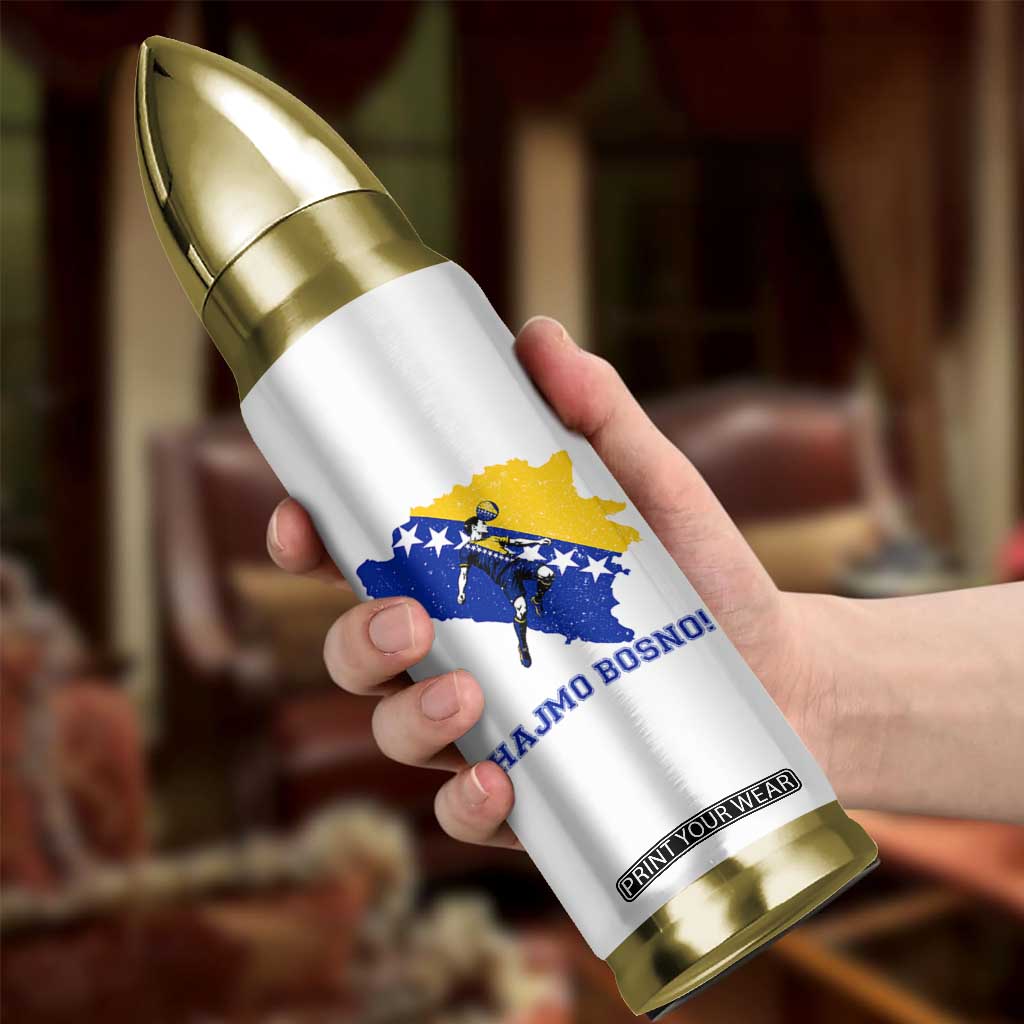 Vintage Bosnian Map Football Fan Bullet Tumbler Proud Balkan Heritage Gift
