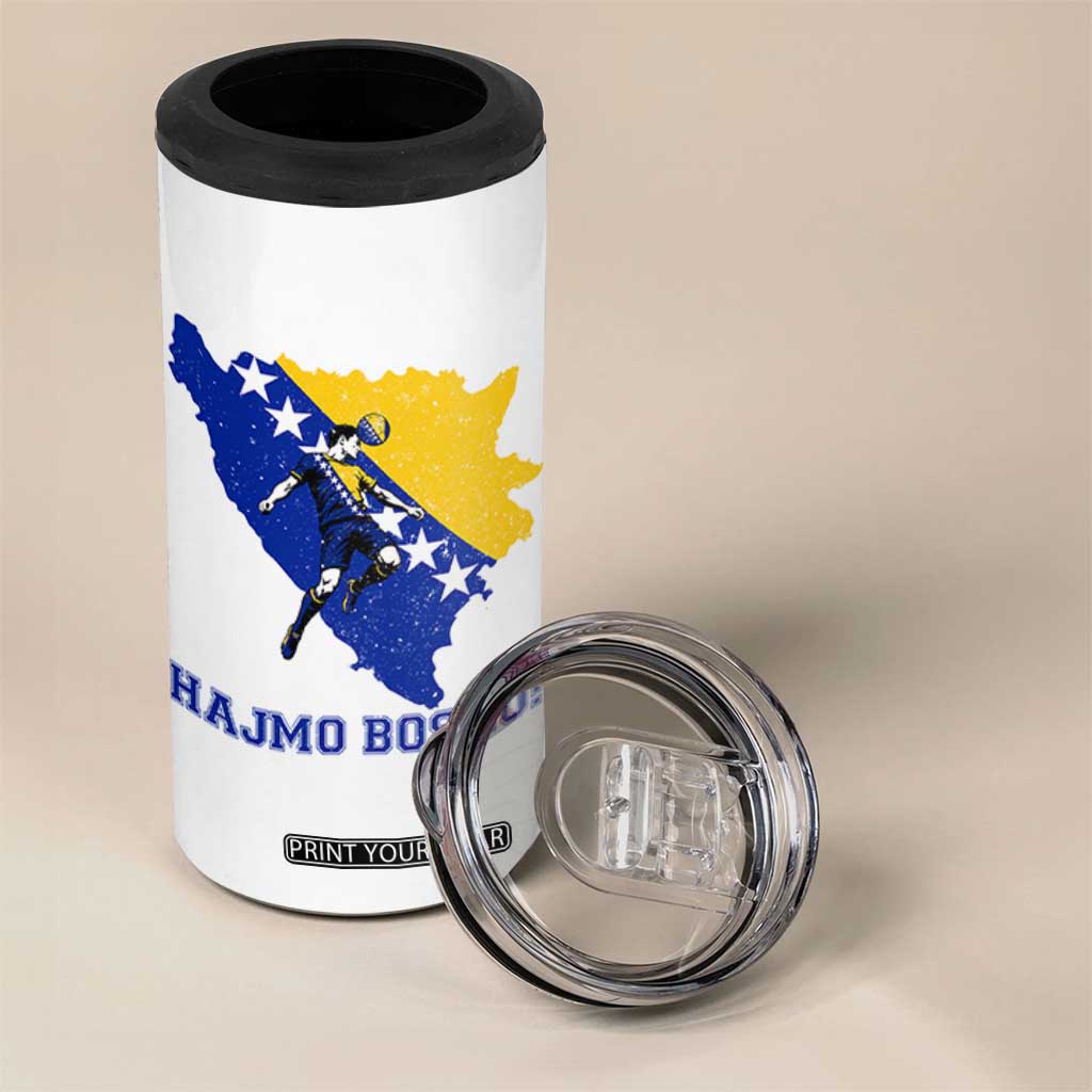 Vintage Bosnian Map Football Fan 4 in 1 Can Cooler Tumbler Proud Balkan Heritage Gift