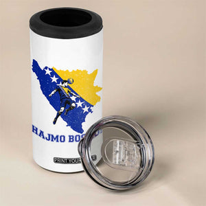 Vintage Bosnian Map Football Fan 4 in 1 Can Cooler Tumbler Proud Balkan Heritage Gift