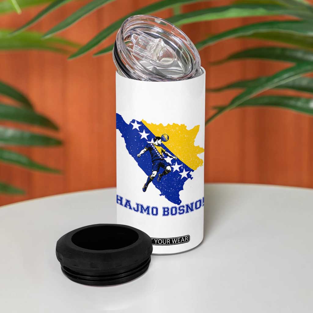 Vintage Bosnian Map Football Fan 4 in 1 Can Cooler Tumbler Proud Balkan Heritage Gift