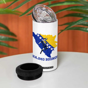 Vintage Bosnian Map Football Fan 4 in 1 Can Cooler Tumbler Proud Balkan Heritage Gift